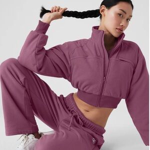 Alo Fleece Cropped Wintery Mix Jacket - Soft Mulberry